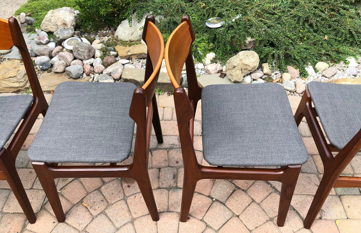 Set of 4 Danish REFINISHED REUPHOLSTERED MCM Teak Chairs, each $199 - Mid Century Modern Toronto