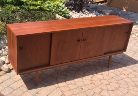 Danish Mid Century Modern Teak Sideboard TV Media Console Large 6 ft – REFINISHED - Mid Century Modern Toronto