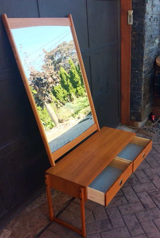 Scandinavian Mid Century Modern Teak Chest & Mirror Entrance Set - Mid Century Modern Toronto