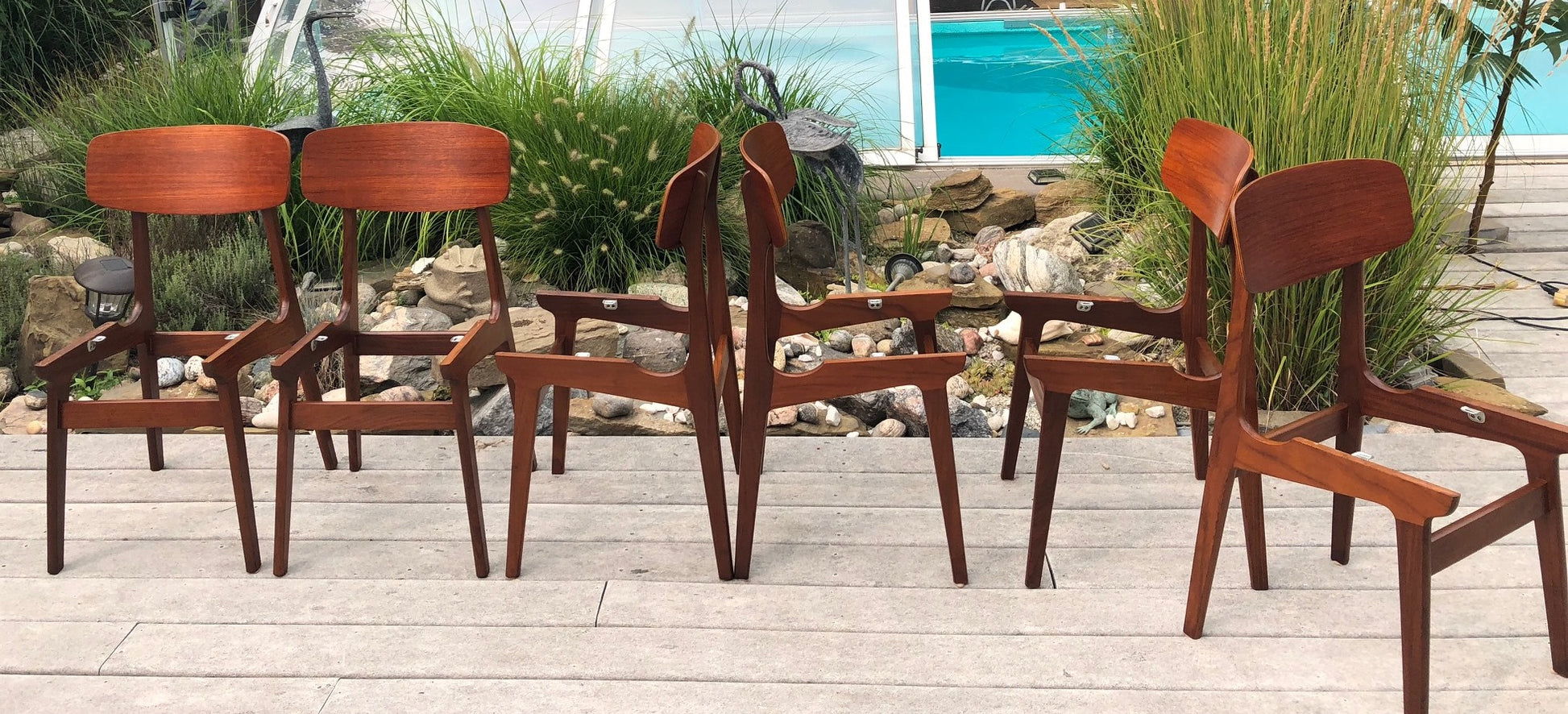 6 Gustav Bahus MCM Teak Chairs REFINISHED REUPHOLSTERED like New, each $249 - Mid Century Modern Toronto