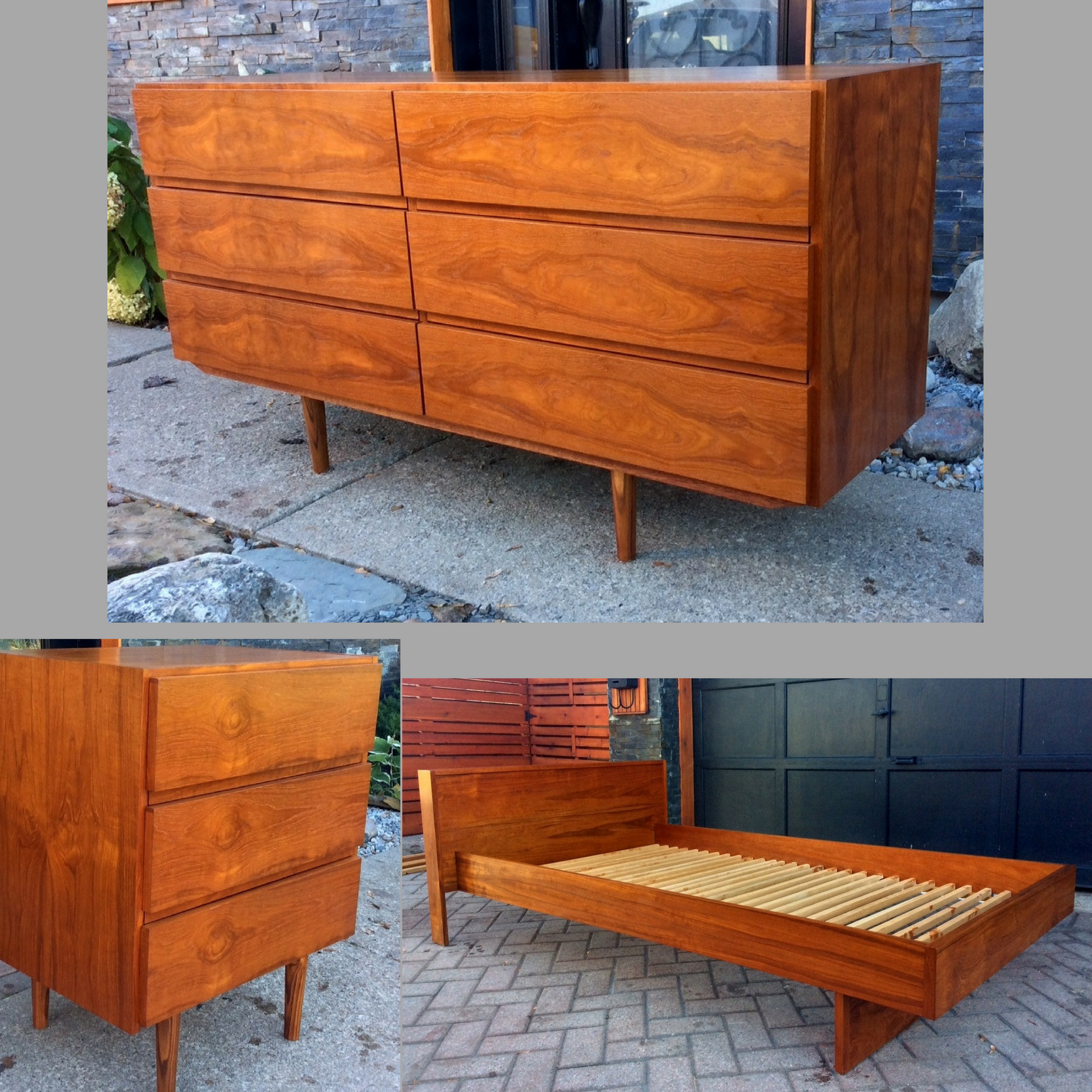 Mid Century Modern Swedish Teak Bedroom set- 2 dressers and single bed - Mid Century Modern Toronto