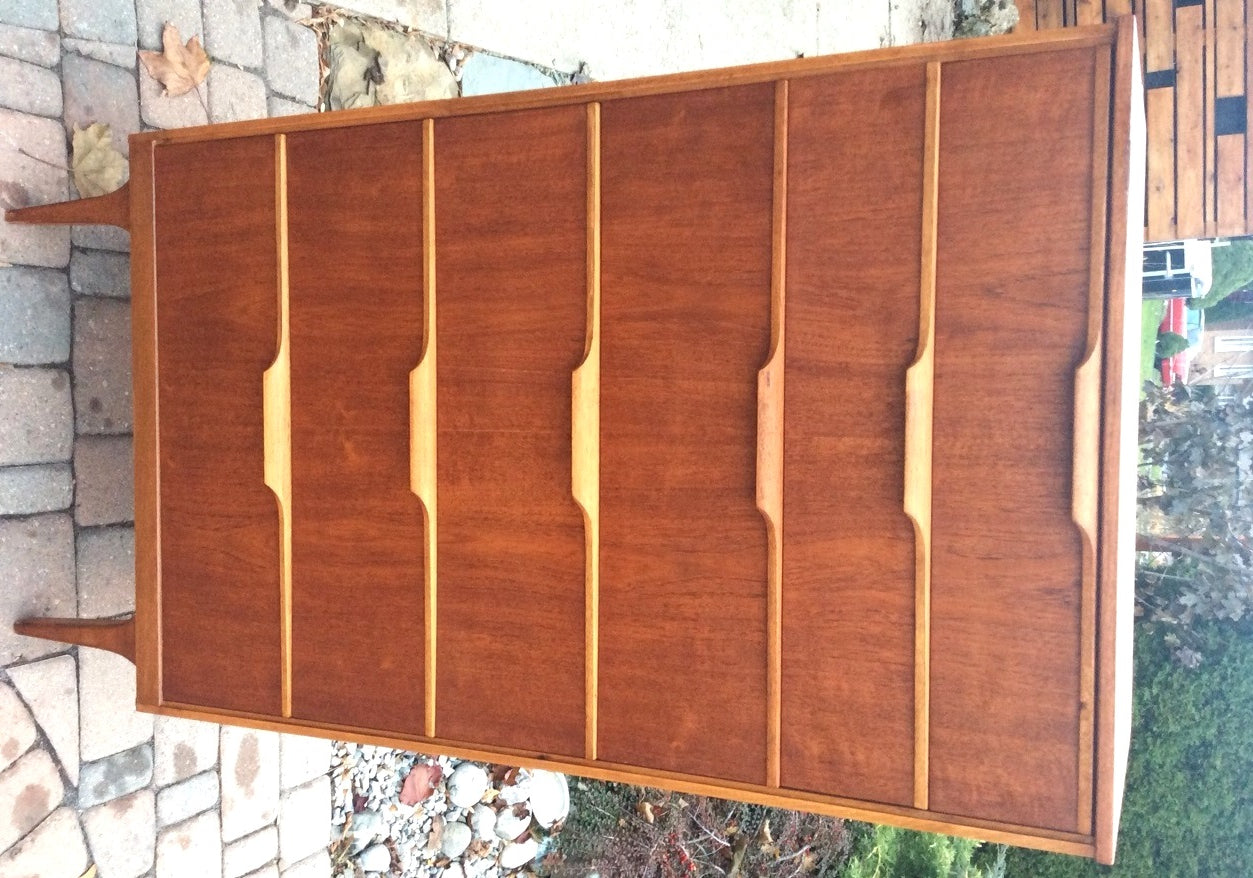 REFINISHED Mid Century Modern Teak Tallboy Dresser 6 Drawers Chest by Austinsuite - Mid Century Modern Toronto