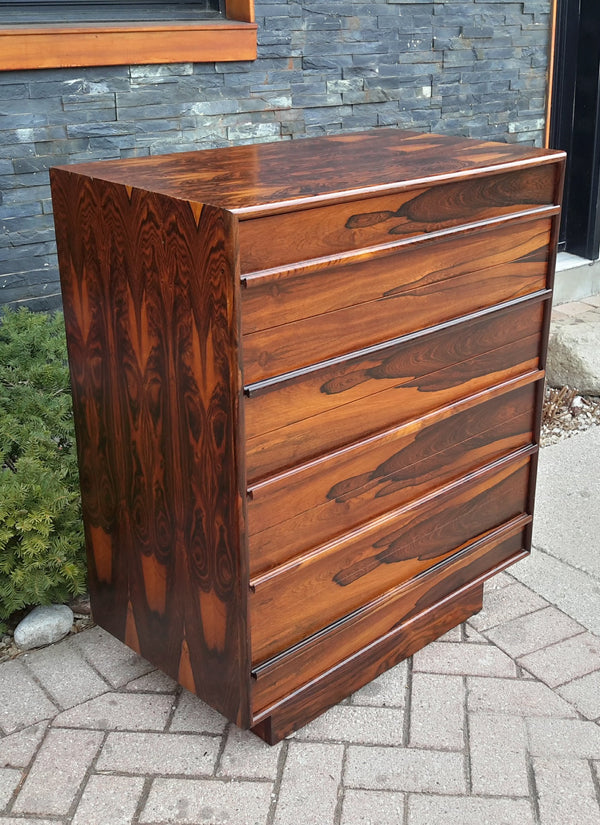 Danish MCM Rosewood Dresser Tallboy 5 Drawers RESTORED 32" - Mid Century Modern Toronto