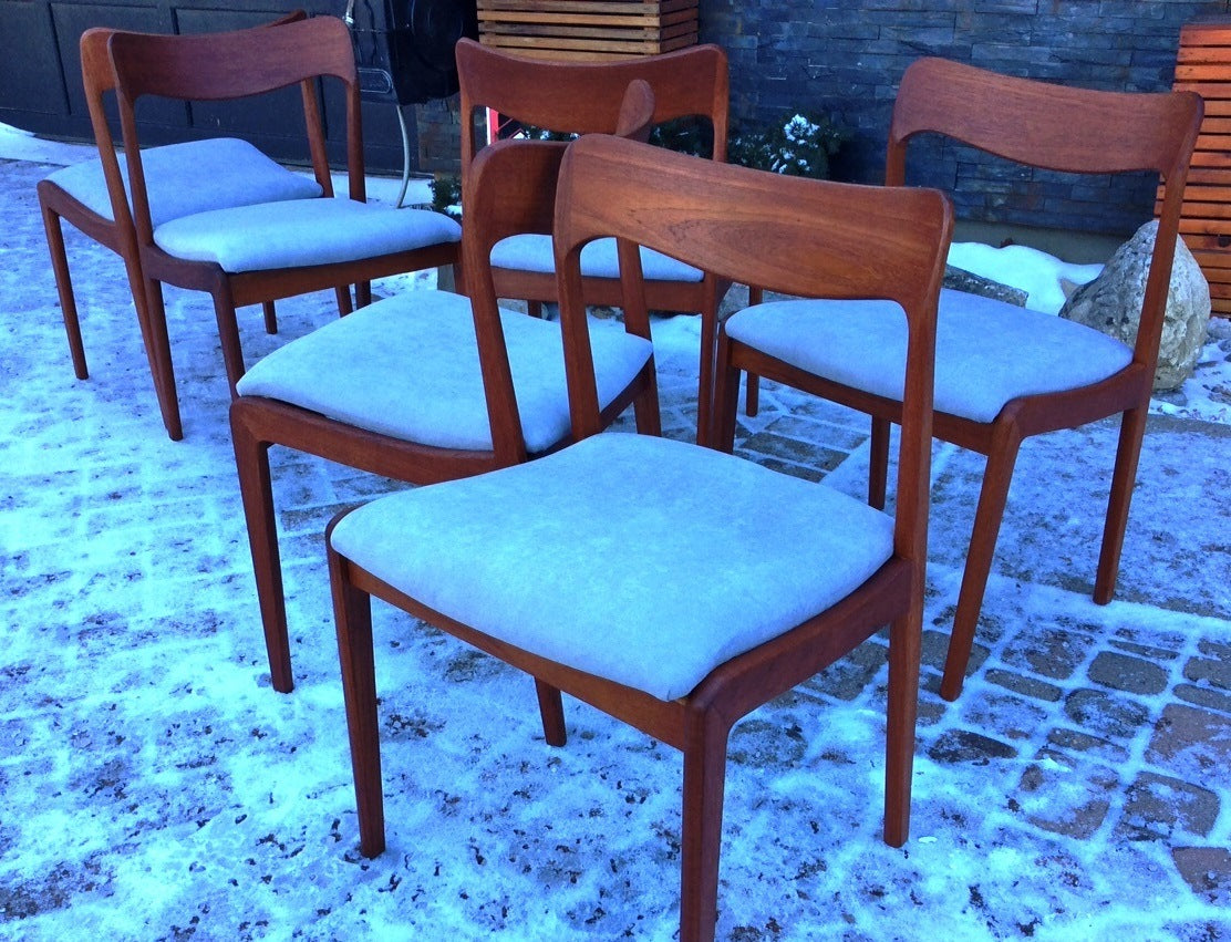 6+1 Danish Mid Century Modern Teak chairs REFINISHED REUPHOLSTERED $300 each - Mid Century Modern Toronto