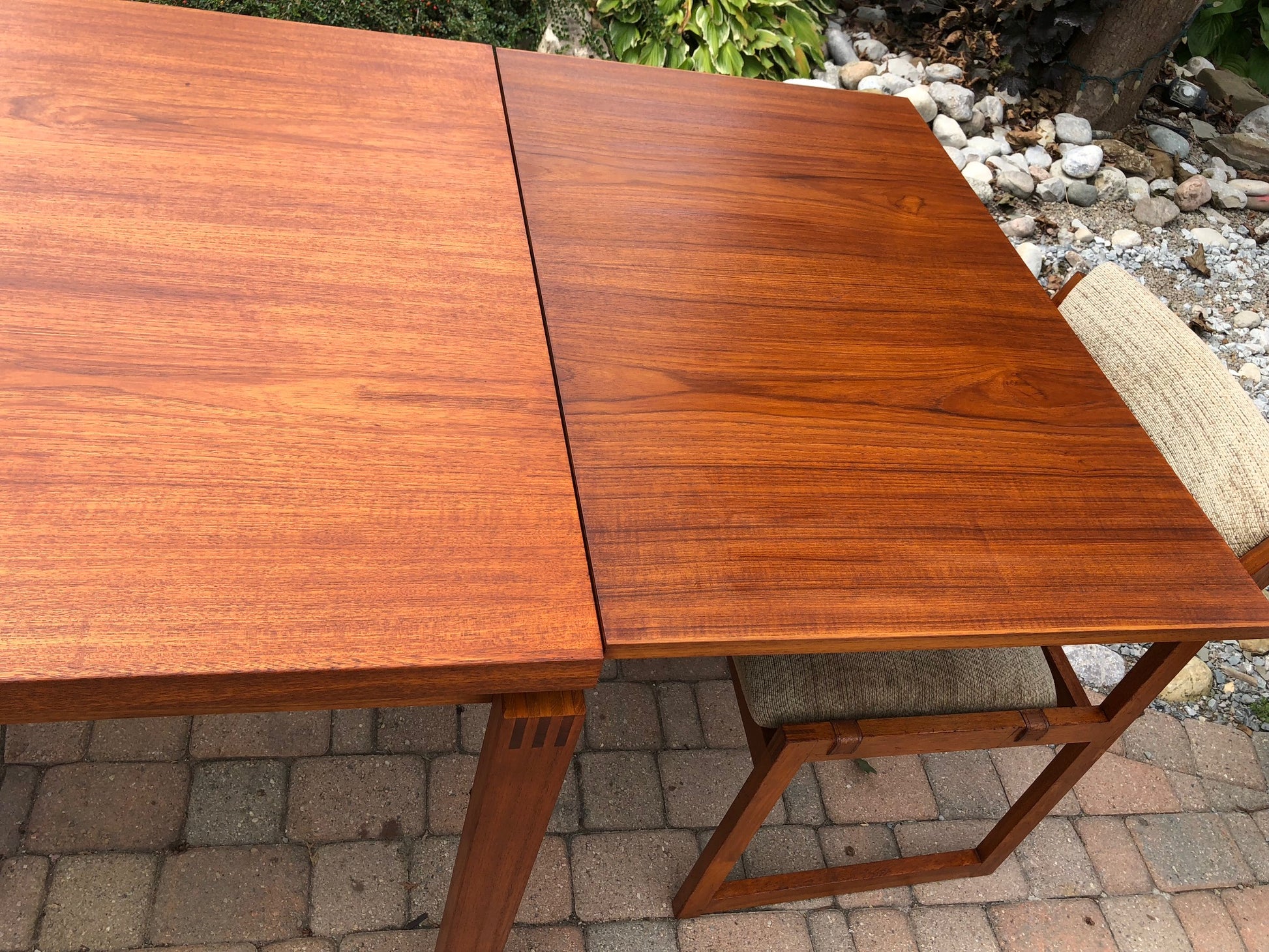 REFINISHED Large Danish MCM Teak Draw Leaf Table 65"-113" - Straight lines Finger Joints - Mid Century Modern Toronto