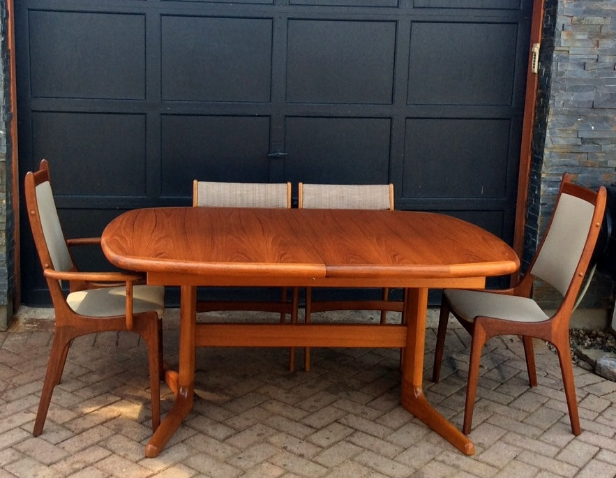 Large Mid Century Modern Teak Dining Table with 2 Leaves- REFINISHED - Mid Century Modern Toronto