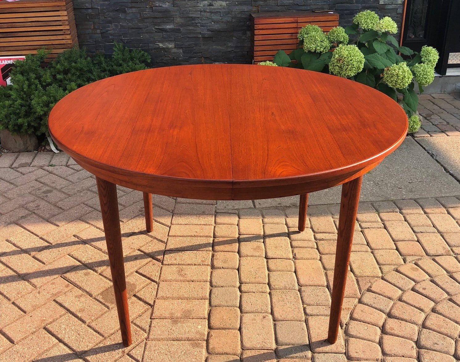 REFINISHED Danish MCM Teak Table Round to Oval w 2 Leaves by Skovmand and Andersen - Mid Century Modern Toronto