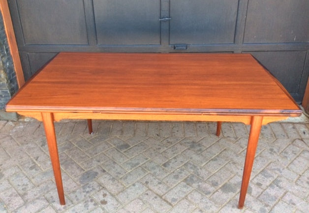 REFINISHED MCM  Teak Draw Leaf Table W ROSEWOOD Edge 60"-98" - Mid Century Modern Toronto