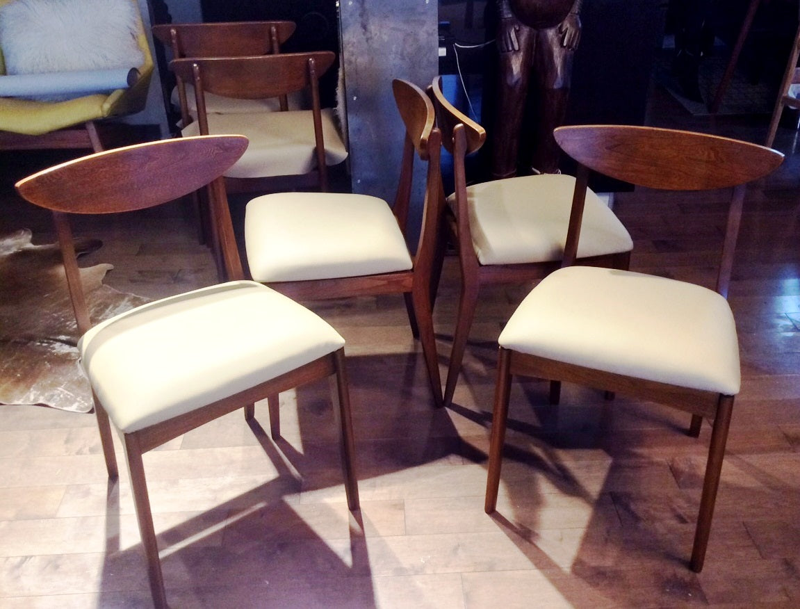 6 Mid Century Modern Walnut Dining Chairs REUPHOLSTERED like NEW - Mid Century Modern Toronto