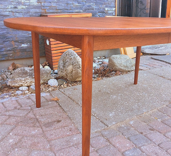 MCM Oval Teak Table Extendable REFINISHED by TROEDS 61"-83", treated for durability - Mid Century Modern Toronto