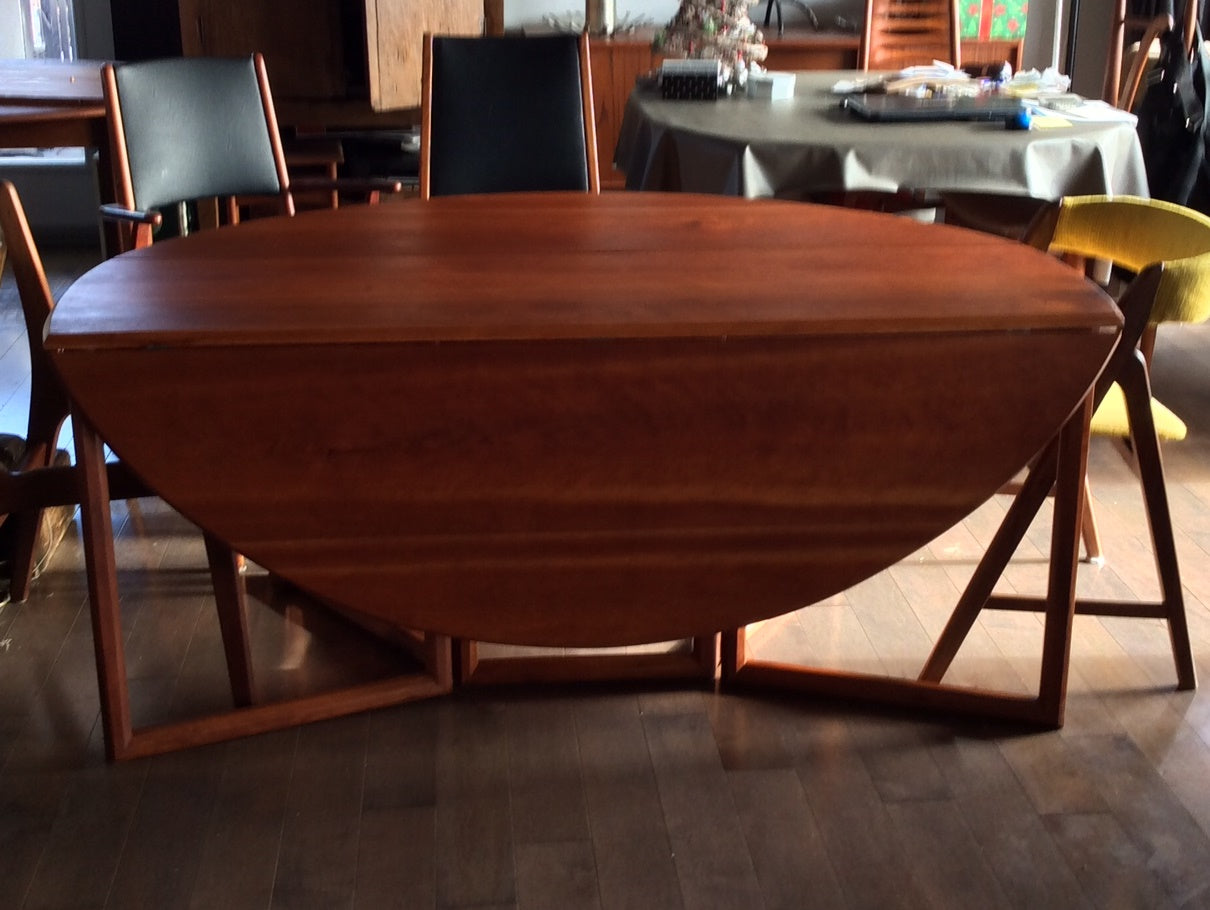 Danish MCM Solid Teak Gate-leg Drop Leaf Dining Table REFINISHED in style of Peter Hvidt and Orla Mølgaard - Mid Century Modern Toronto