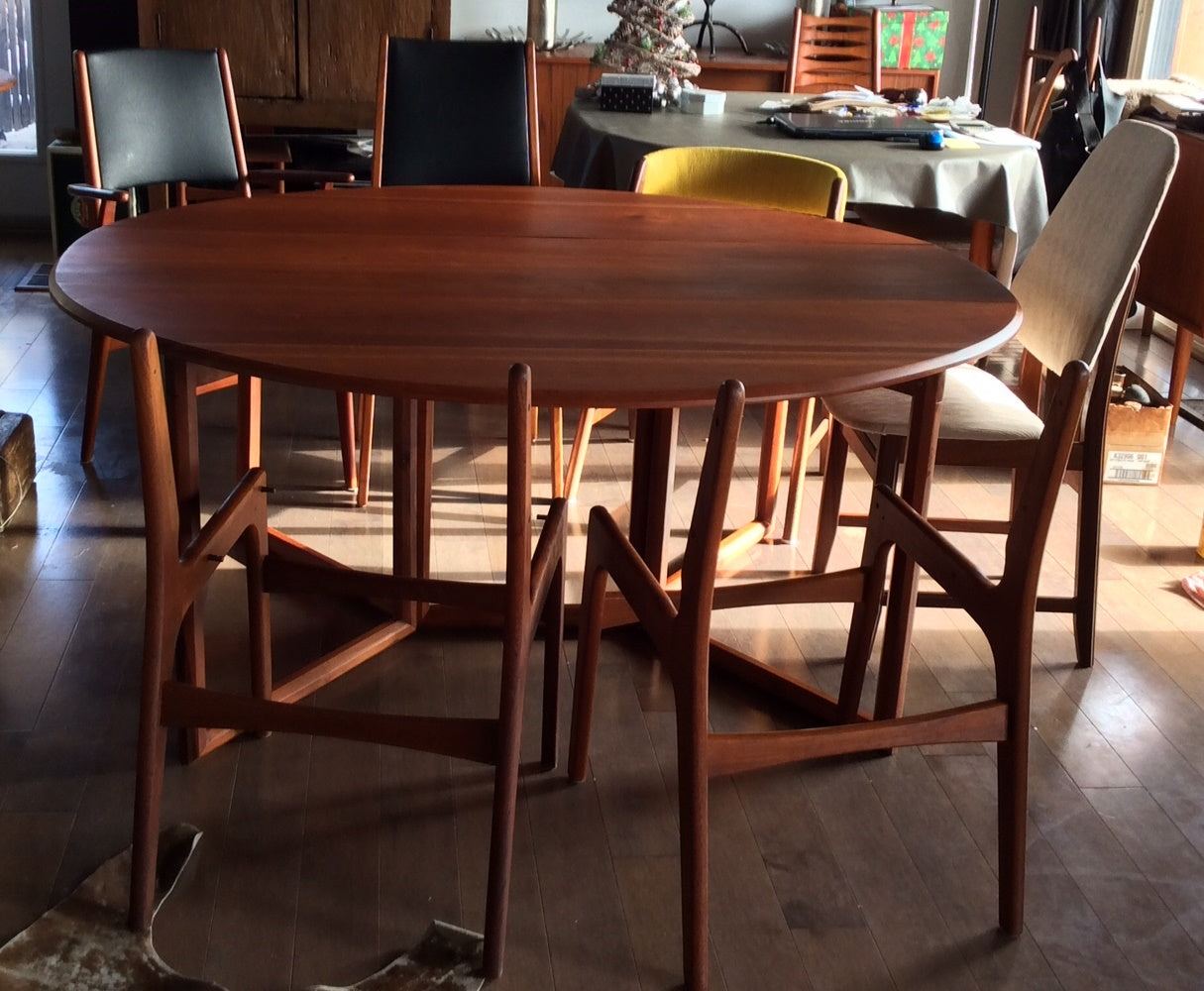 Danish MCM Solid Teak Gate-leg Drop Leaf Dining Table REFINISHED in style of Peter Hvidt and Orla Mølgaard - Mid Century Modern Toronto