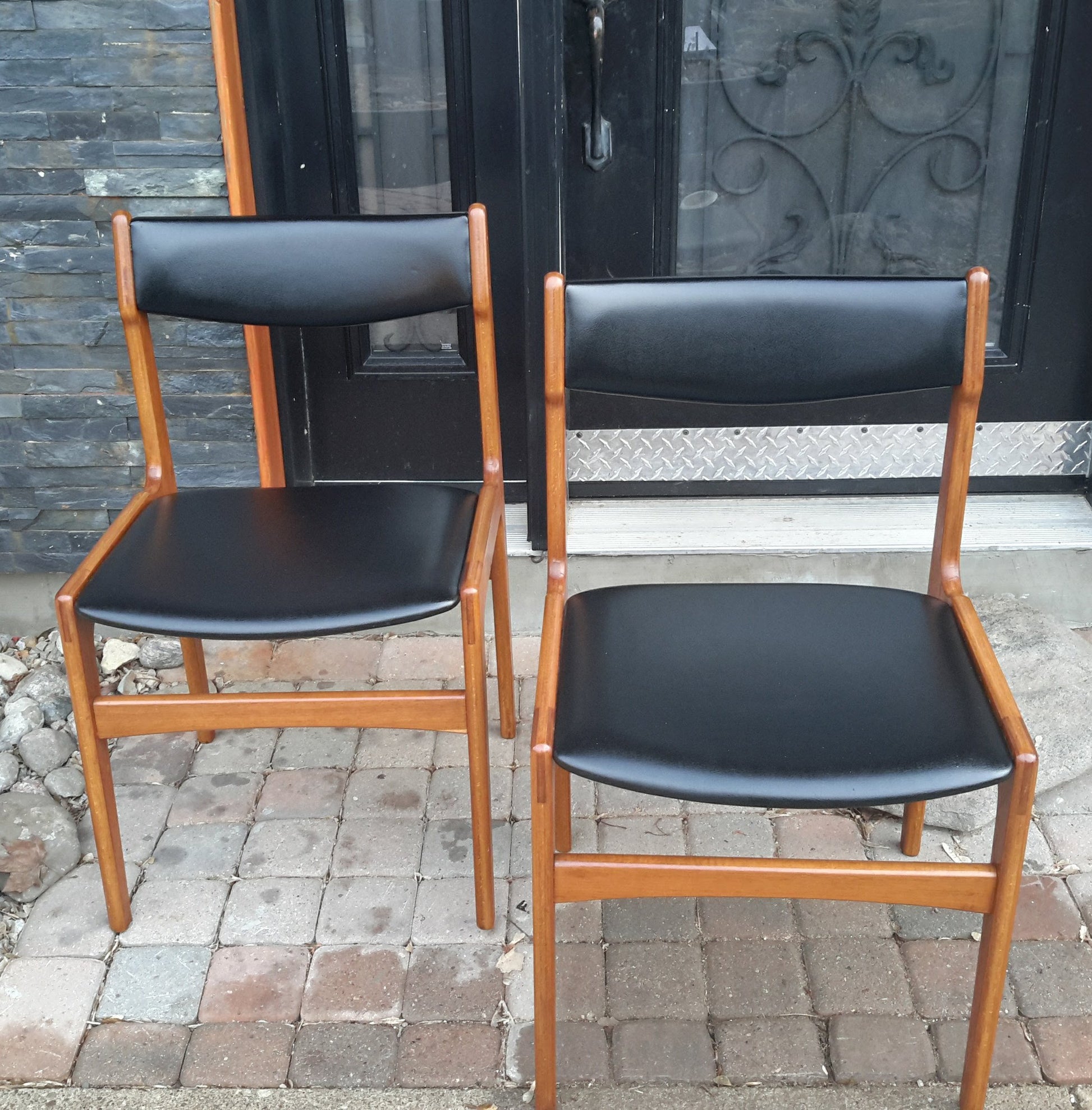 2 Restored MCM Solid Teak Dining Chairs by Erik Buch, each $175 - Mid Century Modern Toronto