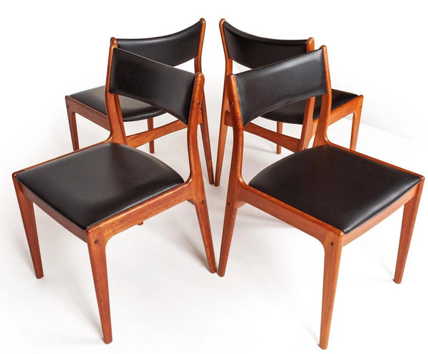 4 MCM Teak Chairs by Johannes Andersen RESTORED will be REUPHOLSTERED for you, each $245 - Mid Century Modern Toronto