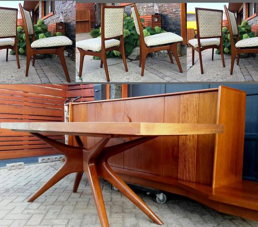 Exceptional Unique A. Pearsall style Walnut MCM Dining Table & 6 Chairs, PERFECT (part of the set) - Mid Century Modern Toronto