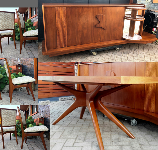 For only ONE family- Exceptional Kagan or Pearsall style Walnut MCM Dining Suite - Mid Century Modern Toronto