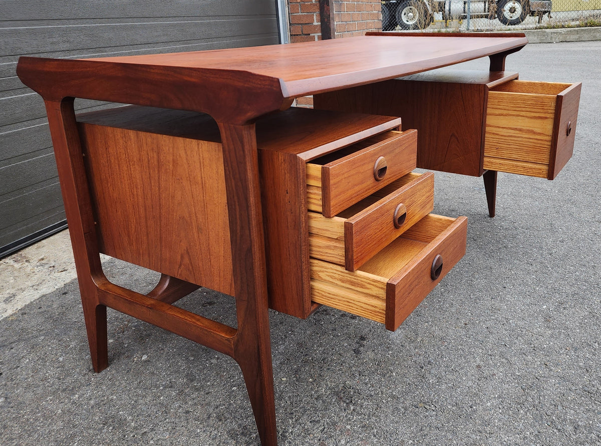 REFINISHED Mid Century Modern Teak Desk with Bookcase Back by Punch
