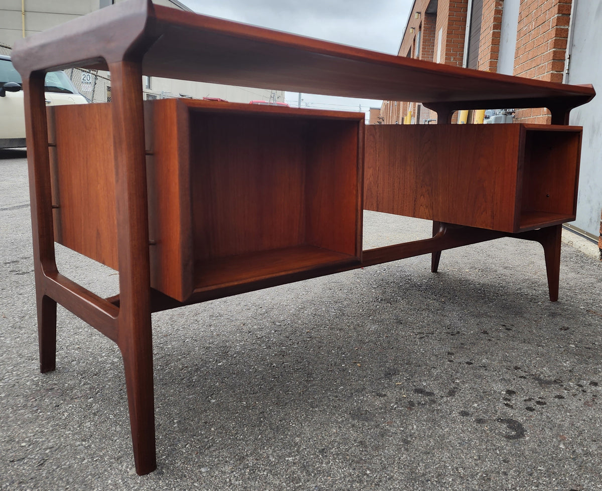 REFINISHED Mid Century Modern Teak Desk with Bookcase Back by Punch