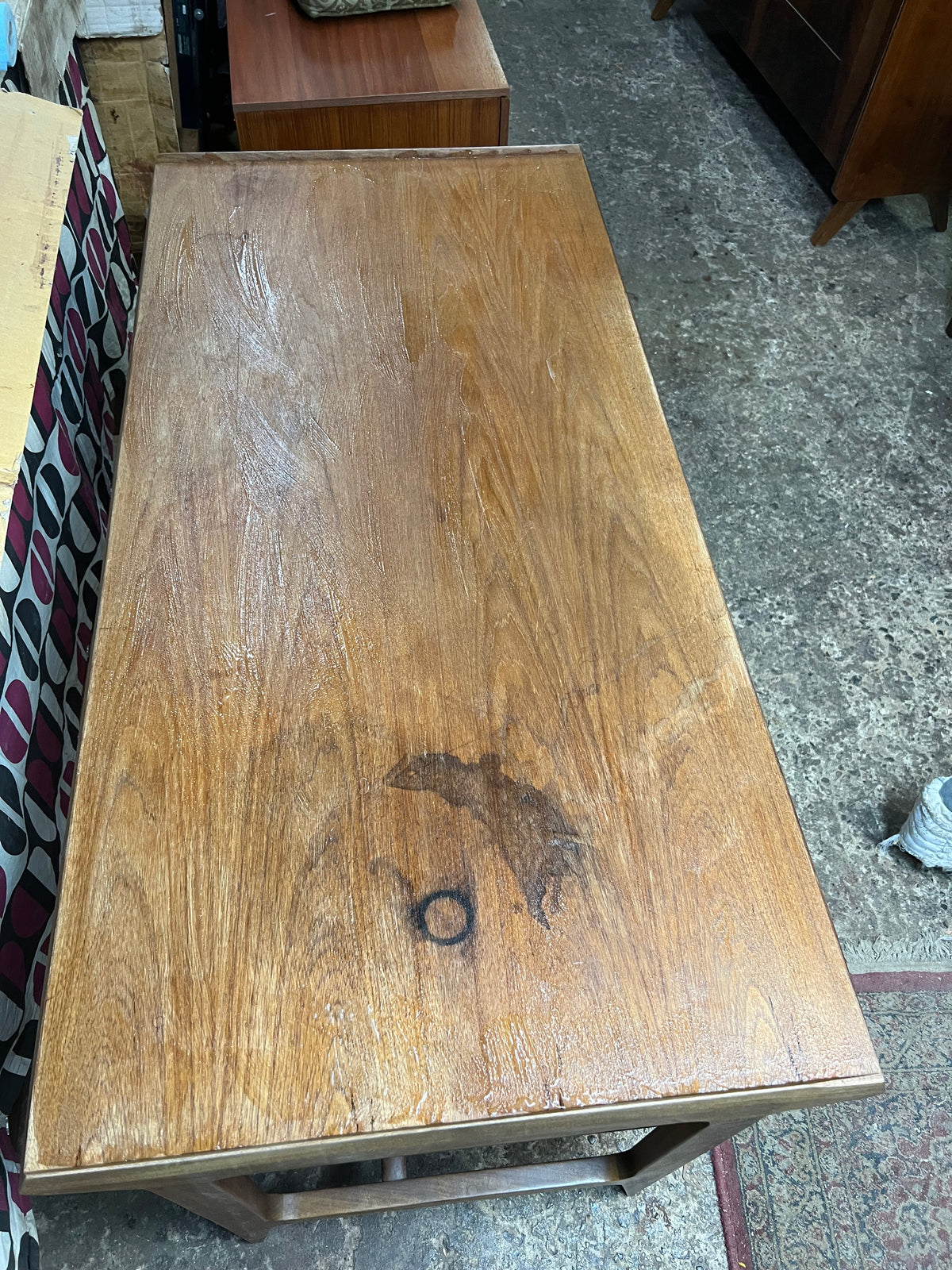 REFINISHED Mid Century Modern Teak Desk with Bookcase Back