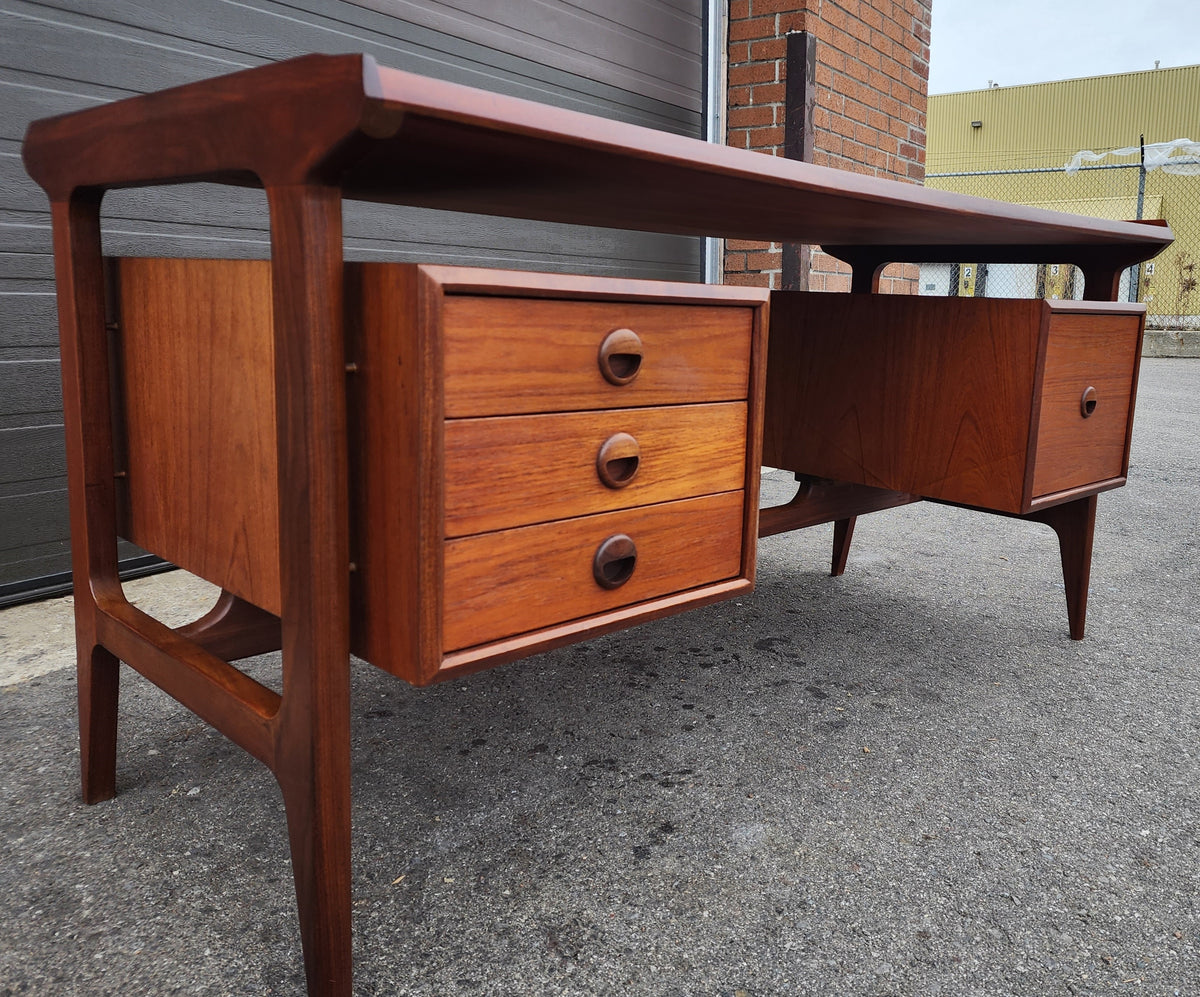 REFINISHED Mid Century Modern Teak Desk with Bookcase Back