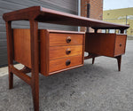 REFINISHED Mid Century Modern Teak Desk with Bookcase Back 4