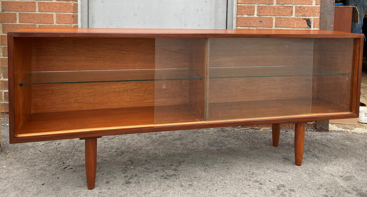 REFINISHED Mid Century Modern Teak Bookcase Display Media Console 60