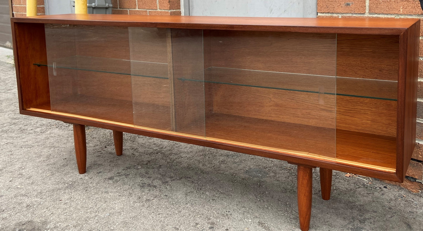 REFINISHED Mid Century Modern Teak Bookcase Display Media Console 60", Perfect