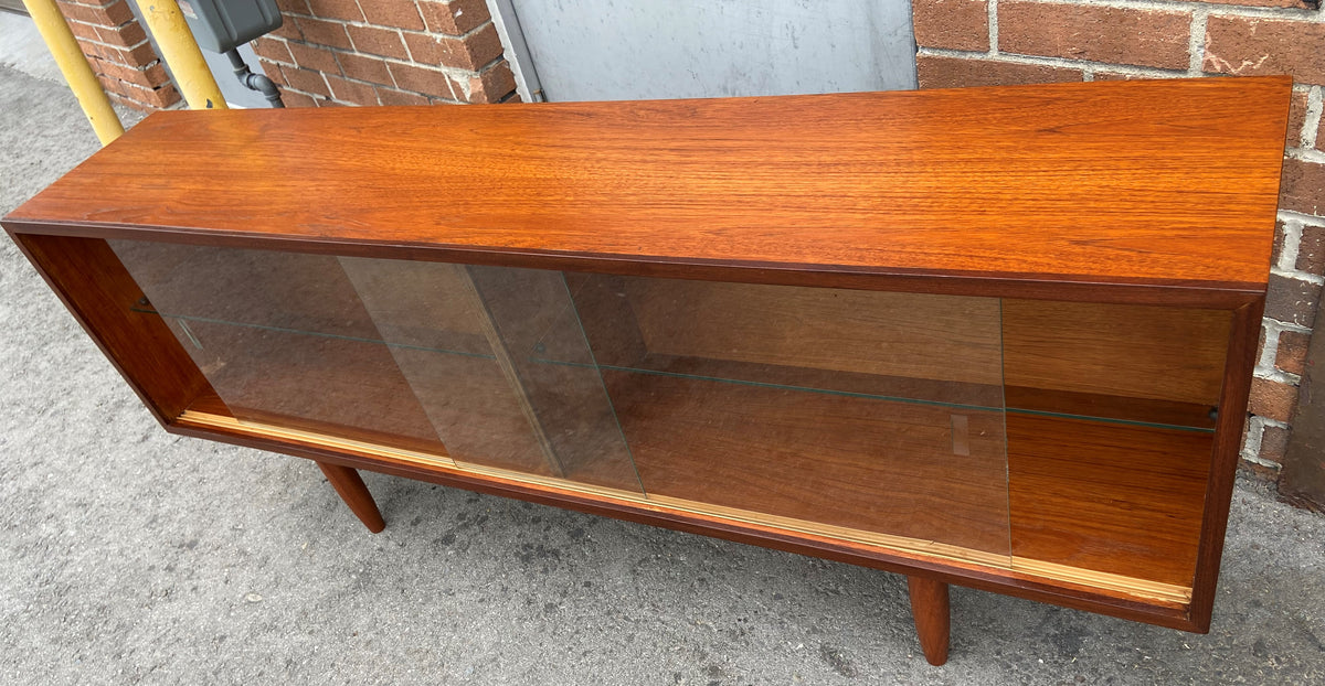 REFINISHED Mid Century Modern Teak Bookcase Display Media Console 60