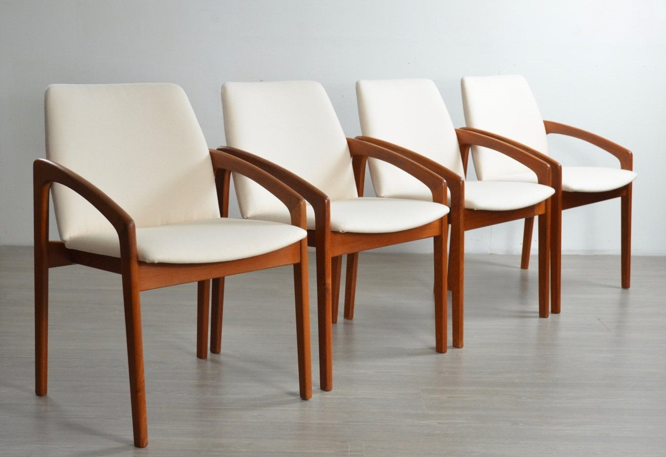 6 REFINISHED Danish MCM Teak Armchairs by Kai Kristiansen, ready for new upholstery