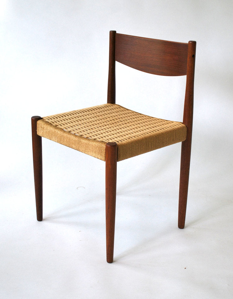 2 REFINISHED Danish MCM Teak & Papercord Chairs by P. Volther for Frem Rojle