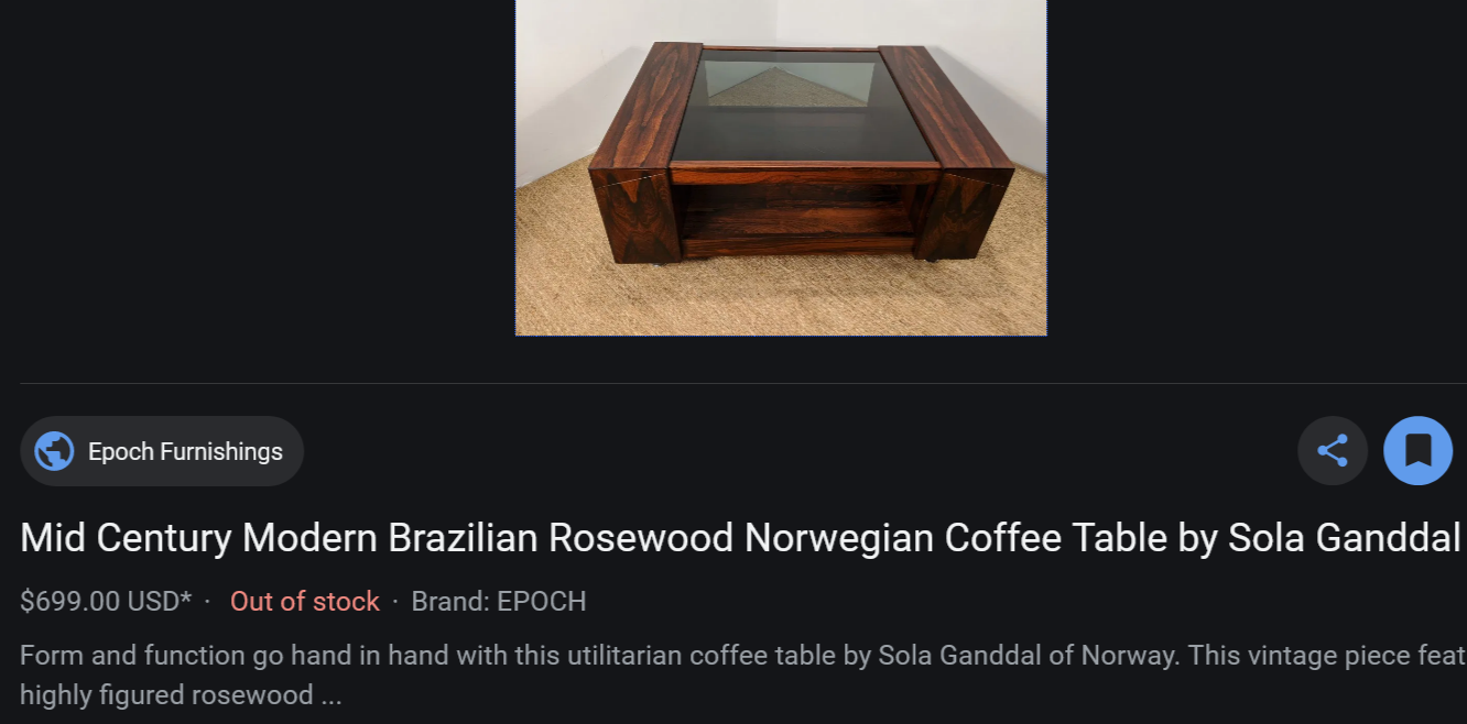 RESTORED MCM Rosewood Coffee Table with tinted glass top