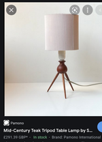 Set of 2 Mid Century Modern Atomic Sputnic Teak Bedside Lamps 9