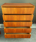REFINISHED Mid Century Modern teak tallboy dresser 3