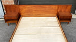REFINISHED Mid Century Modern teak queen bed & 2 nightstands 5