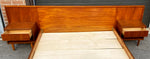 REFINISHED Mid Century Modern teak queen bed & 2 nightstands 6
